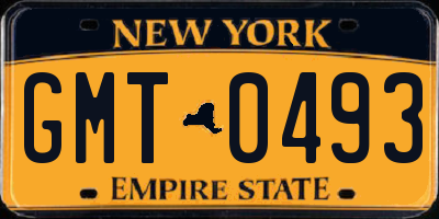 NY license plate GMT0493