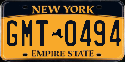 NY license plate GMT0494