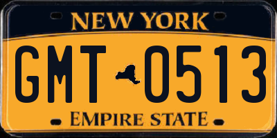 NY license plate GMT0513