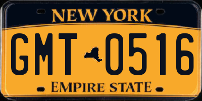 NY license plate GMT0516