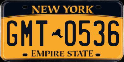 NY license plate GMT0536