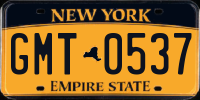 NY license plate GMT0537