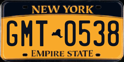 NY license plate GMT0538