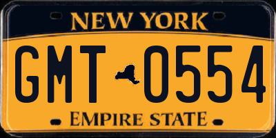 NY license plate GMT0554