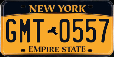 NY license plate GMT0557