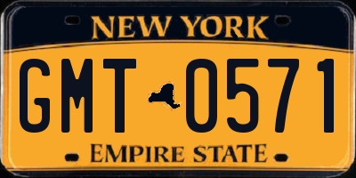 NY license plate GMT0571