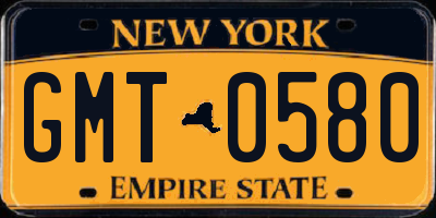 NY license plate GMT0580