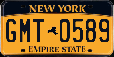 NY license plate GMT0589