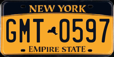 NY license plate GMT0597