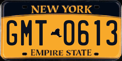 NY license plate GMT0613