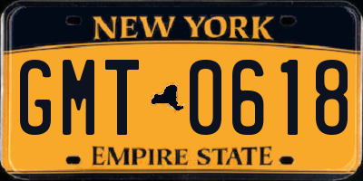 NY license plate GMT0618