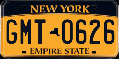NY license plate GMT0626
