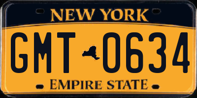 NY license plate GMT0634