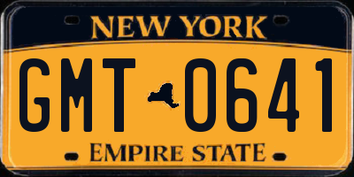 NY license plate GMT0641
