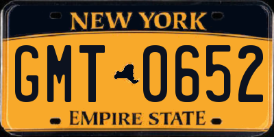 NY license plate GMT0652