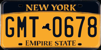 NY license plate GMT0678