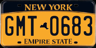 NY license plate GMT0683