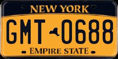 NY license plate GMT0688