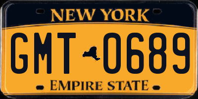 NY license plate GMT0689