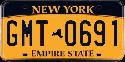 NY license plate GMT0691