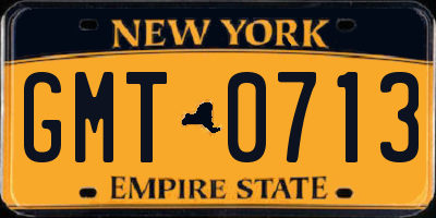 NY license plate GMT0713