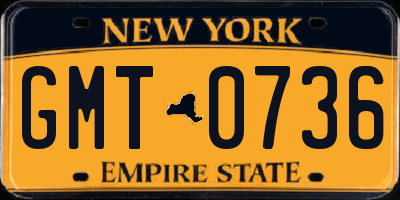 NY license plate GMT0736