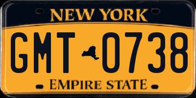 NY license plate GMT0738