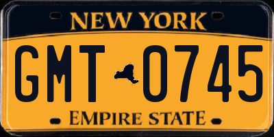 NY license plate GMT0745