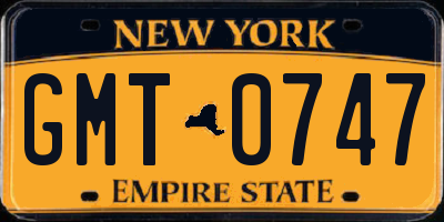 NY license plate GMT0747