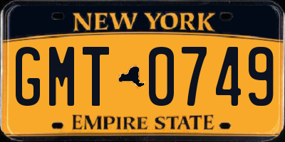 NY license plate GMT0749