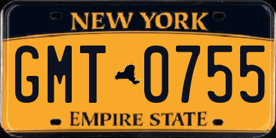 NY license plate GMT0755