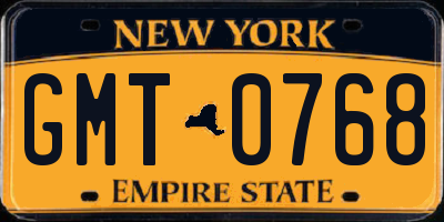 NY license plate GMT0768