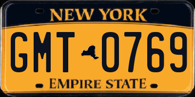 NY license plate GMT0769
