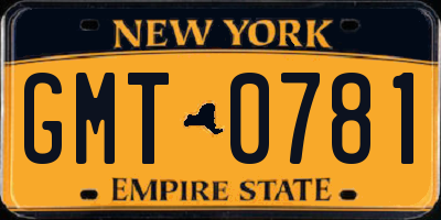 NY license plate GMT0781