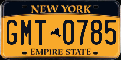 NY license plate GMT0785