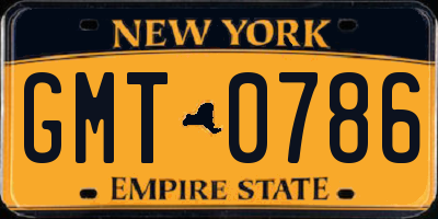 NY license plate GMT0786