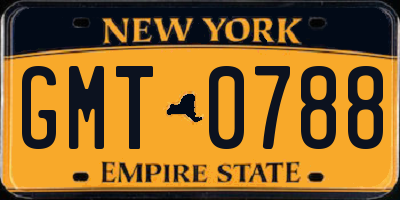 NY license plate GMT0788