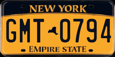 NY license plate GMT0794