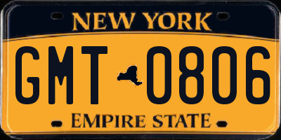 NY license plate GMT0806