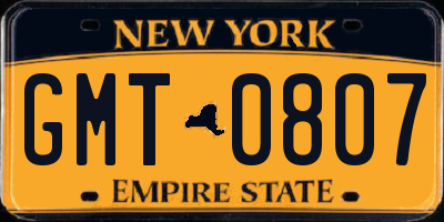 NY license plate GMT0807