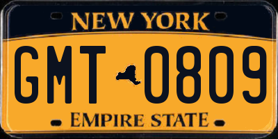 NY license plate GMT0809