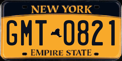 NY license plate GMT0821