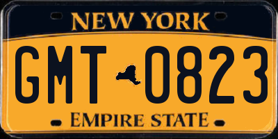 NY license plate GMT0823