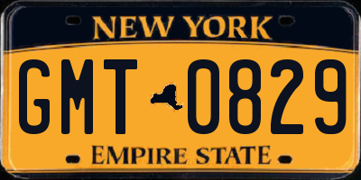 NY license plate GMT0829