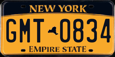 NY license plate GMT0834