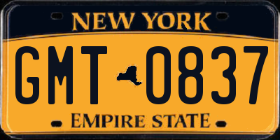 NY license plate GMT0837