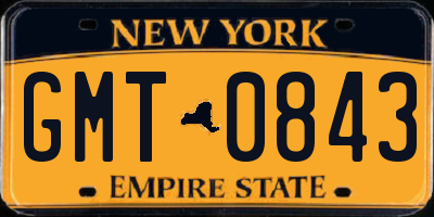 NY license plate GMT0843