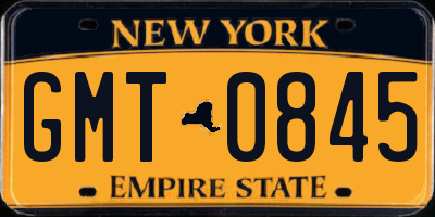 NY license plate GMT0845