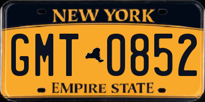 NY license plate GMT0852