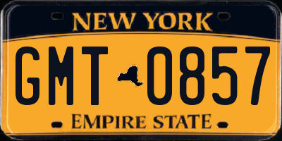 NY license plate GMT0857